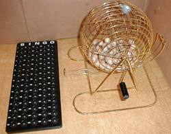 Brass-Plated Metal Bingo Cage Set